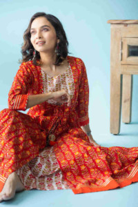 Image for Kessa Avdaf46 Nazgul Anarkali Kurta With Gota Patti Work Sitting
