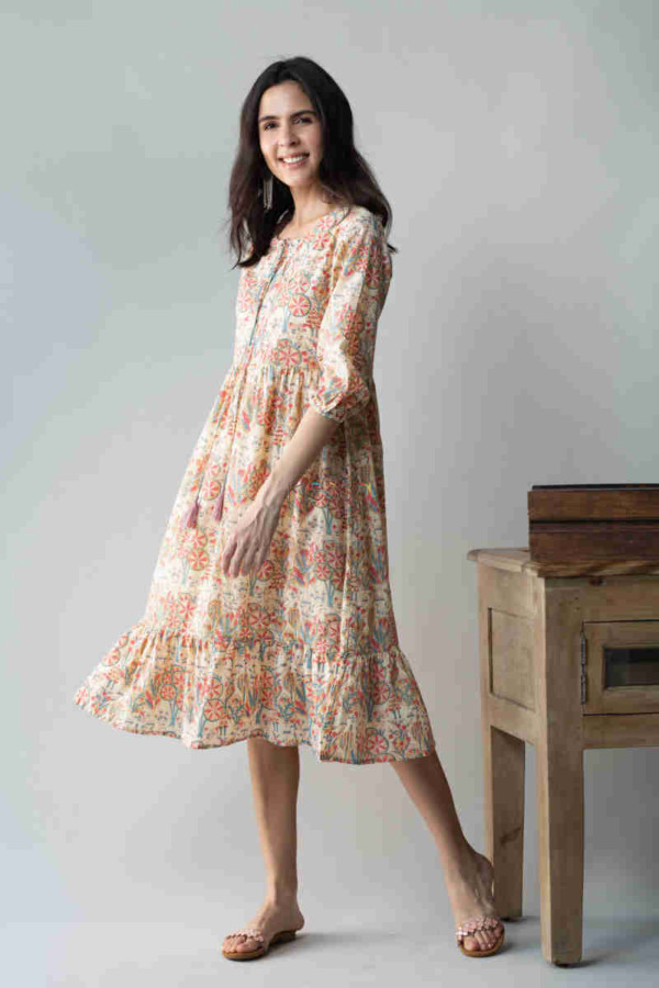 Image for Kessa Avdaf52 Chulbuli Tiered Dress With Quirky Prints Side
