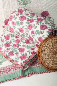 Image for Kessa Kaq143 Carissma Pink And White Single Bed Quilt Look 1