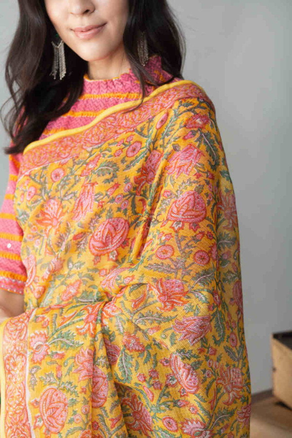 Image for Kessa Vcs02 Anora Kota Doriya Saree With Blouse Closeup
