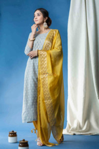 Image for Kessa Ws697 Arsh Chanderi Kurta With Cotton Silk Salwaar And Benarsi Dupatta Side 1