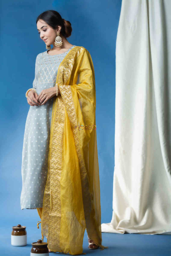 Image for Kessa Ws697 Arsh Chanderi Kurta With Cotton Silk Salwaar And Benarsi Dupatta Side