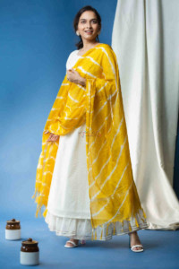 Image for Kessa Ws701 Chakori Kurta Dupatta Set With Embroidery And Gota Work Side 1