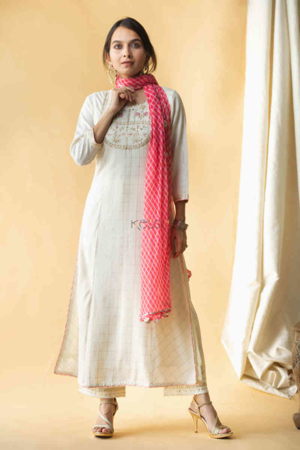Image for Kessa Ws706 Aurima Kurta Dupatta Set With Pittan Thread Work Featured