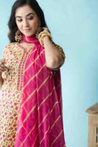 Image for Kessa Wsr214 Jashnjeet Kurta Sharara Set With Hand Block Print Top