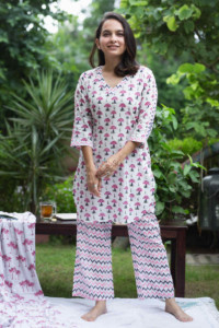 Image for Kessa De88 Nameera Lounge Wear Set With Hand Block Print Featured