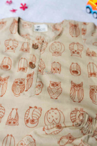 Image for Kessa Dek41 Bodhi Top And Shorts Set With Owl Print Closeup