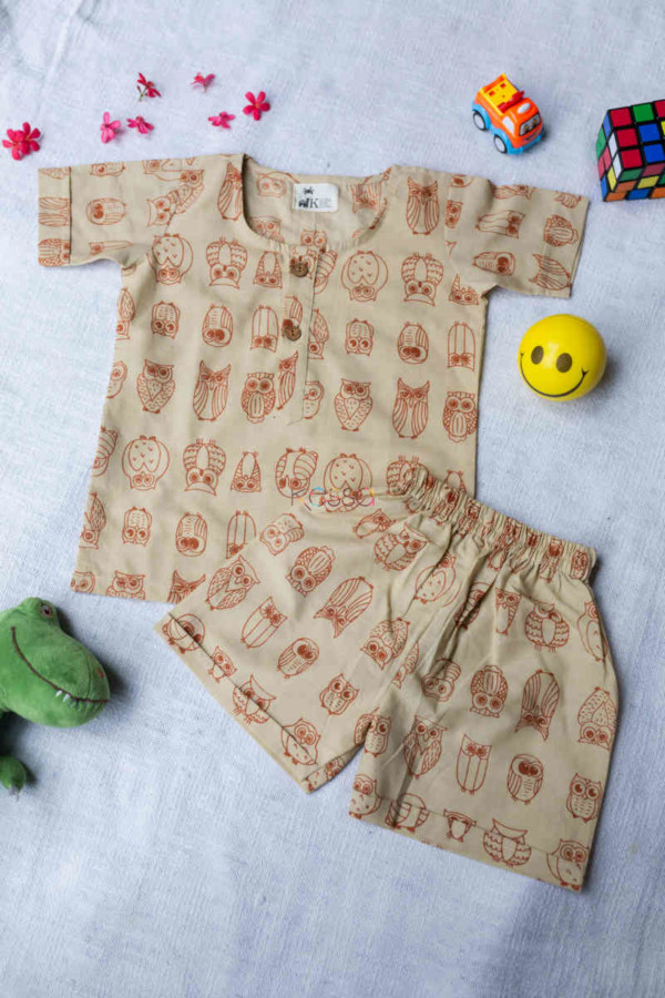 Image for Kessa Dek41 Bodhi Top And Shorts Set With Owl Print Featured