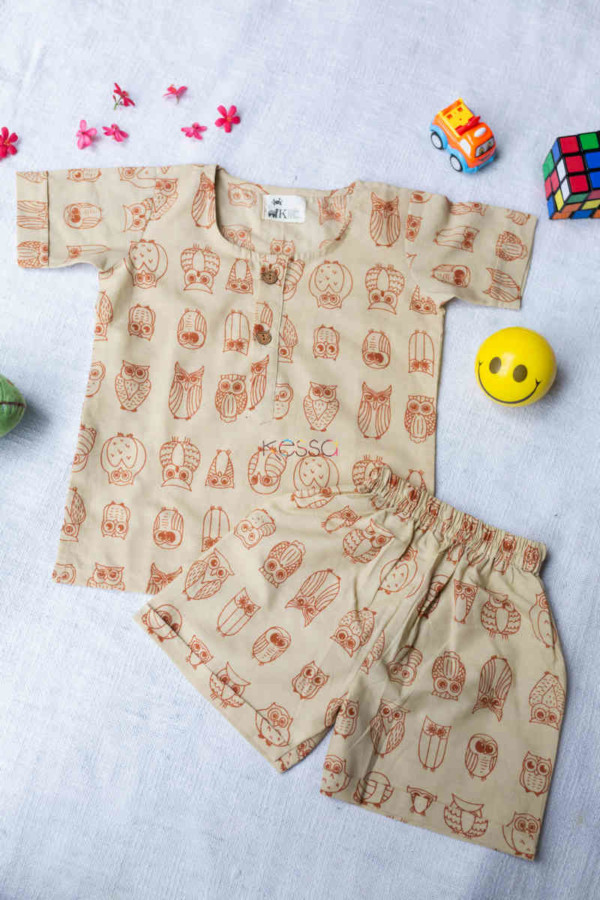 Image for Kessa Dek41 Bodhi Top And Shorts Set With Owl Print Look