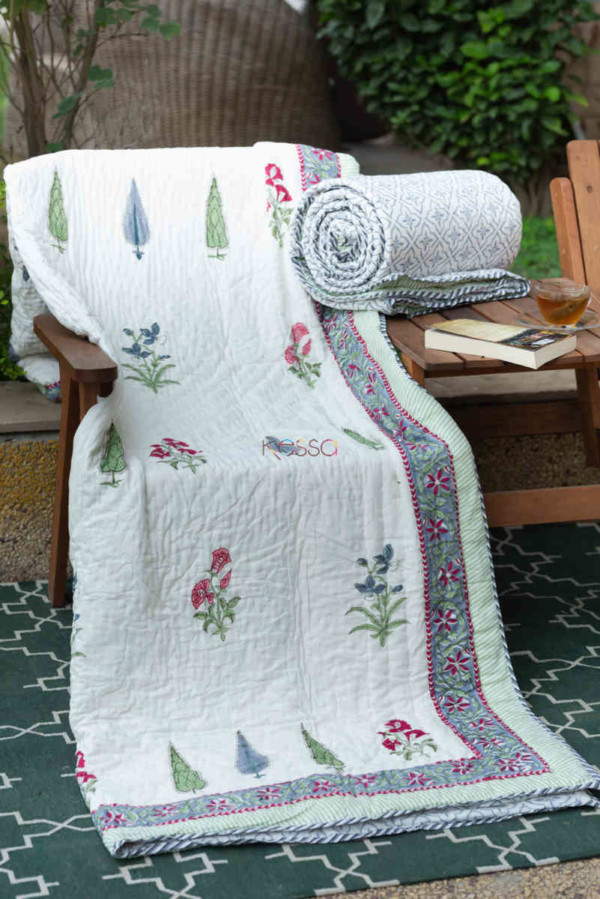 Image for Kessa Kaq152 Casper Grye And White Single Bed Quilt Front 1