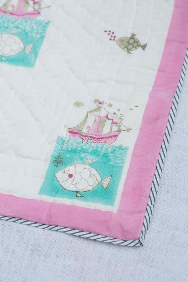 Image for Kessa Kaq157 Bulbula Baby Quilts With Hand Block Print Closeup