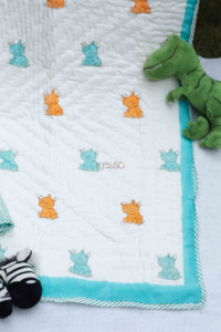 Image for Kessa Kaq161 Rocky Rhino Baby Quilts With Hand Block Print Look