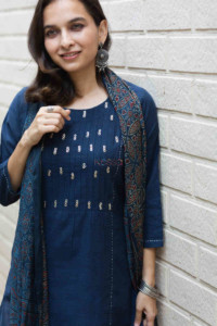 Image for Kessa Ws716 Jemisha Kurta With Kantha And Sequin Details Front 1 1