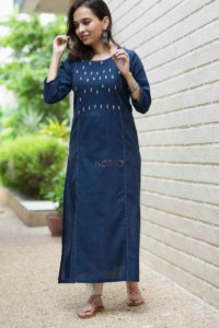 Image for Kessa Ws716 Jemisha Kurta With Kantha And Sequin Details Front 1