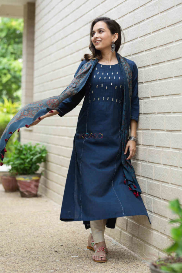 Image for Kessa Ws716 Jemisha Kurta With Kantha And Sequin Details Look 1 1