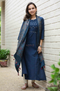 Image for Kessa Ws716 Jemisha Kurta With Kantha And Sequin Details Look 1