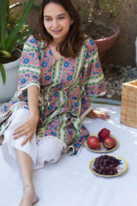 Image for Kessa Wsr223 Yakshi Kaftan With Hand Block Printed 1 Featured