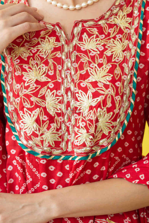 Stunning Red & Pink Bandhani Gajji Silk Suit Set – Luxurion World