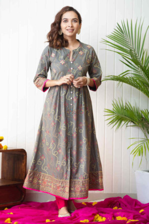 Image for Kessa Vcr77 Anaan A Line Front Open Kurta Featured