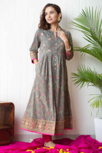 Image for Kessa Vcr77 Anaan A Line Front Open Kurta Look