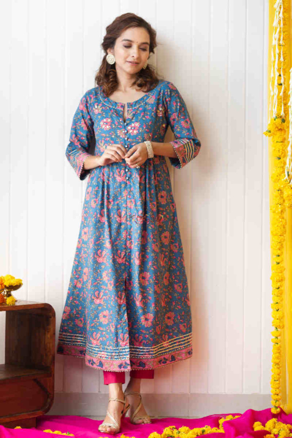 Image for Kessa Vcr84 Daryah A Line Front Open Kurta Front