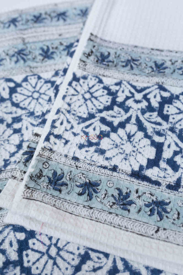 Image for Kessa Kat07 Cello Blue And Grey Towel Set Closeup
