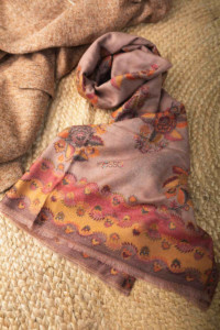 Image for Kessa Kusl30 Brown Jammwar Work Woolen Shawl Look