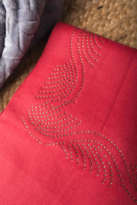 Image for Kessa Kusl57 Swarovski Work Wave Design Magenta Woolen Shawl Closeup