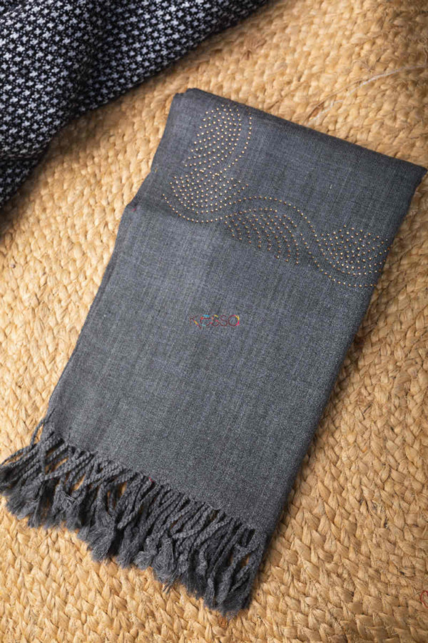 Image for Kessa Kusl58 Swarovski Work Wave Design Woolen Shawl Featured