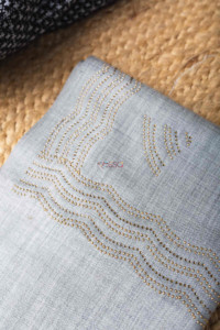 Image for Kessa Kusl59 Swarovski Work Grey Woolen Shawl Closeup