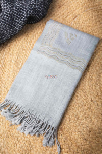 Image for Kessa Kusl59 Swarovski Work Grey Woolen Shawl Featured
