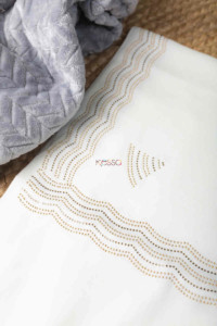 Image for Kessa Kusl61 Swarovski Work White Woolen Shawl Closeup