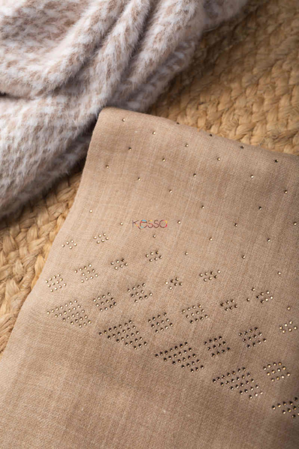 Image for Kessa Kusl62 Swarovski Work Dot Design Woolen Shawl Closeup