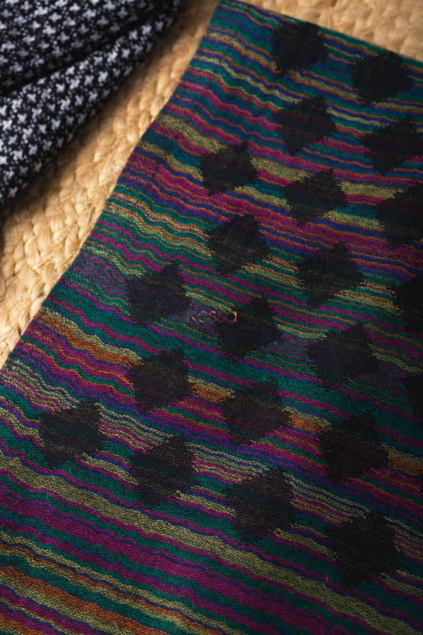 Image for Kessa Kusl70 Multi Color Dobby Shawl Closeup 1