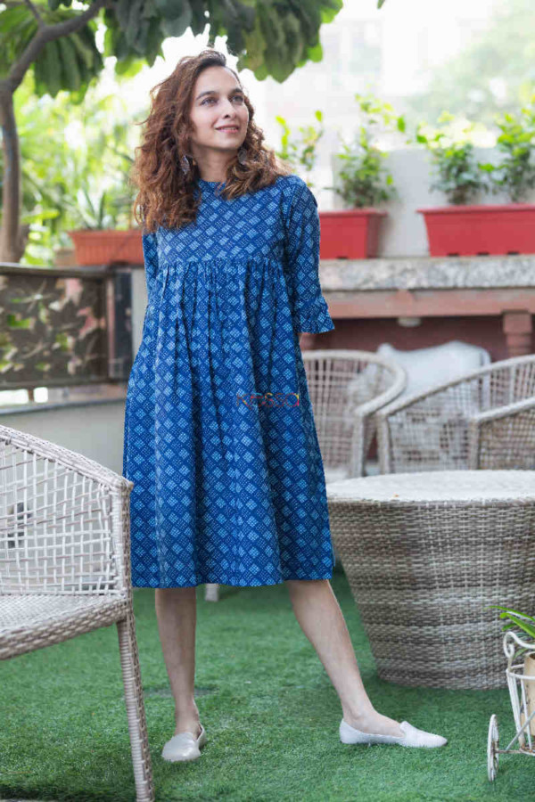 Image for Kessa Avdaf76 Avisha Indigo Short Dress Front 1