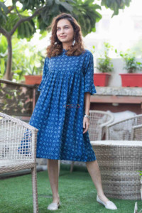 Image for Kessa Avdaf76 Avisha Indigo Short Dress Front