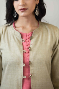 Image for Kessa Dej01 Suria Reversible Long Jacket Closeup
