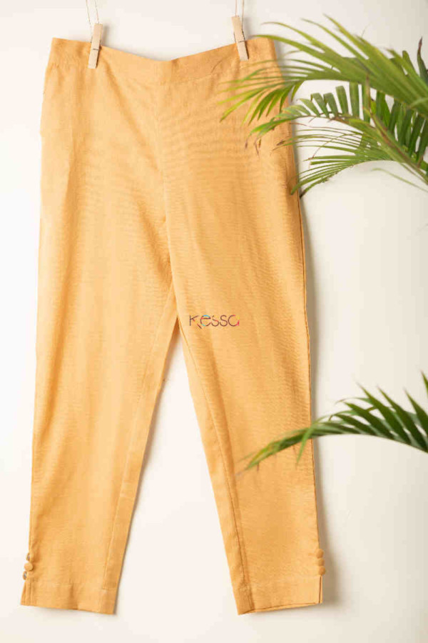Image for Kessa Sap13 Cotton Flex Side Button Straight Pants Beige