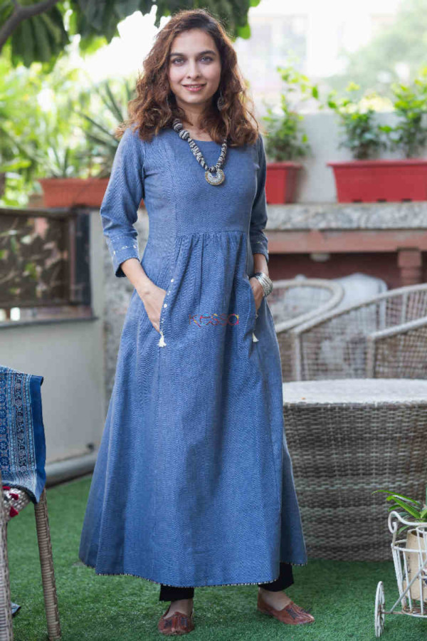 Image for Kessa Ws780 Turvi Twirl A Line Kurta With Necklace Look