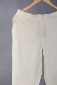 Image for Sap13 Cotton Flex Side Button Straight Pants Cream Front New