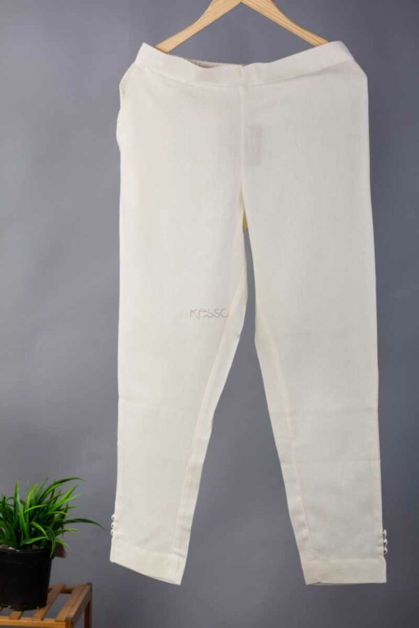 Image for Sap13 Cotton Flex Side Button Straight Pants Off White Featured