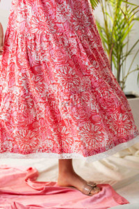 Image for Kessa Avdaf90 Enaya Strappy Floral Pink Dress 1 Bottom