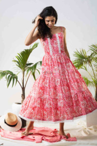 Image for Kessa Avdaf90 Enaya Strappy Floral Pink Dress 1 Look 1