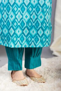 Image for Kessa Sap14 Pleated Cotton Salwar Turquoise Featured New