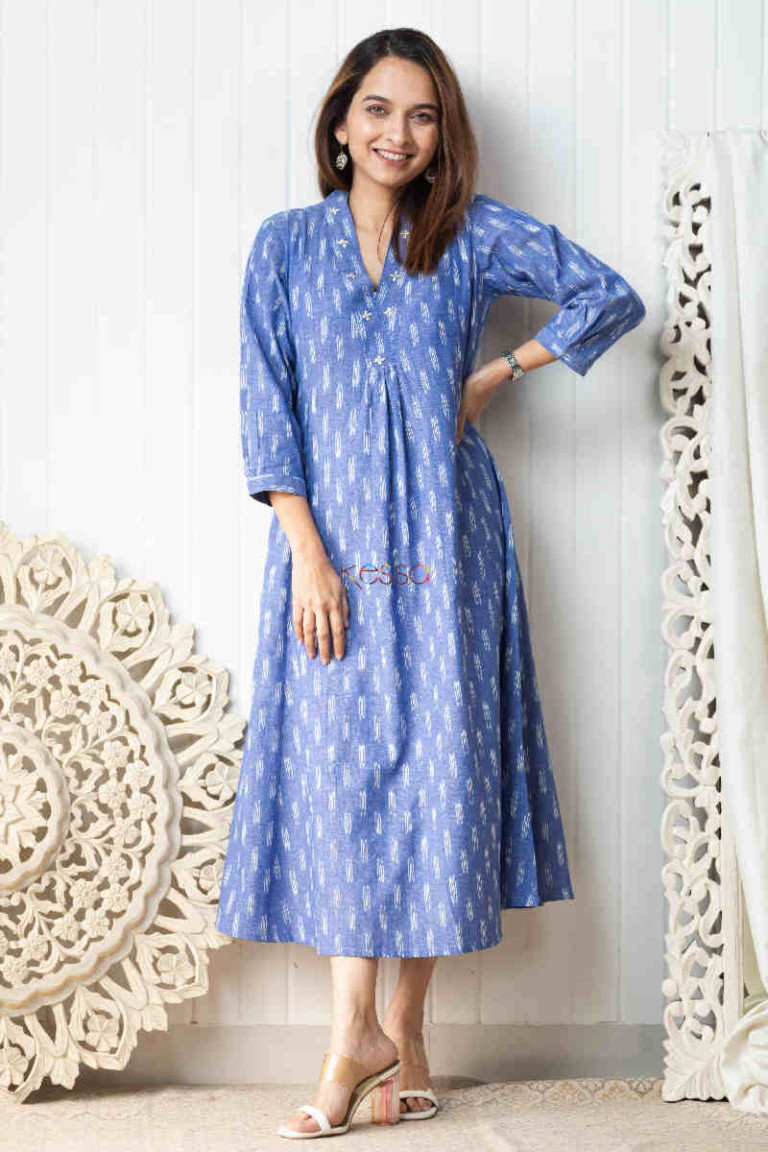 Buy Gorgeous WS828 Dhanya Handloom Ikkat A-line Dress Online | Kessa