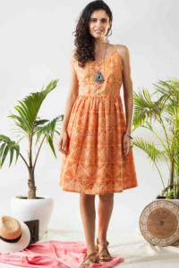 Image for Kessa Ws829 Deveshi Shibori A Line Dress Front