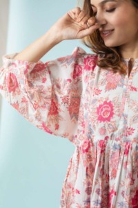 Image for Kessa Avdaf107 Alba Cotton A Line Dress Closeup Side