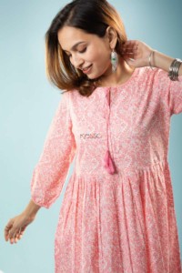 Image for Kessa Avdaf112 Tullia Mid Length Cotton Dress Closeup