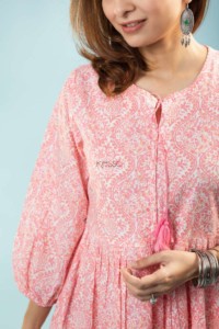 Image for Kessa Avdaf112 Tullia Mid Length Cotton Dress Closeup Side