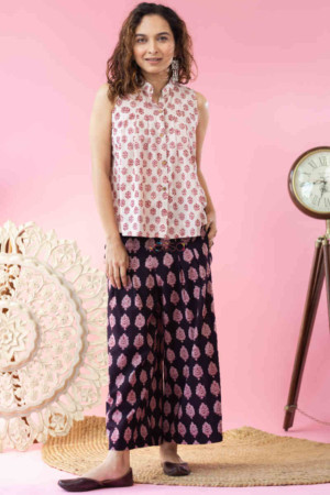 Image for Kessa Kcb49 Aarya Top And Pant Bagh Print Set Featured